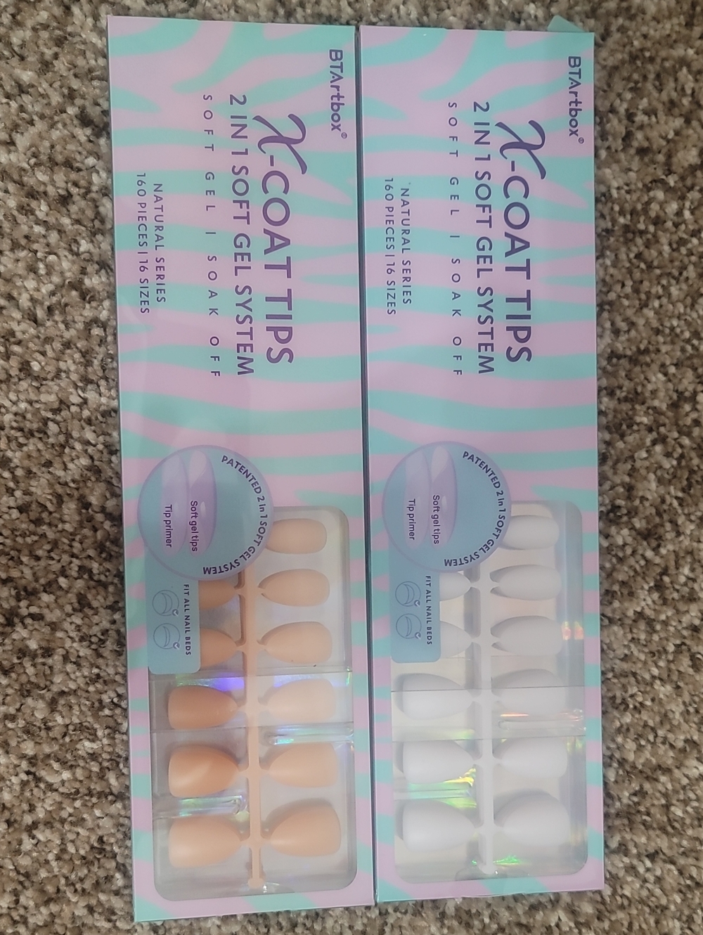 BTArtbox X-Coat Tips 2-in-1 Soft Gel Nail Tips — Nude & Milky White